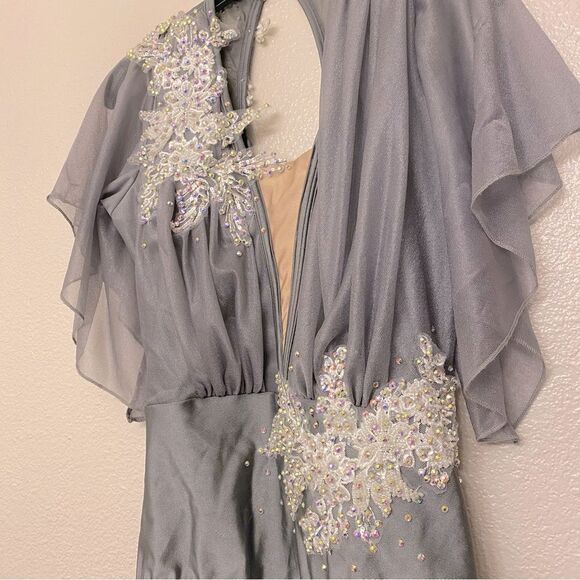 Glamour solo custom dance costume gray lyrical flutter sleeve SA-Small adult - Picture 4 of 14